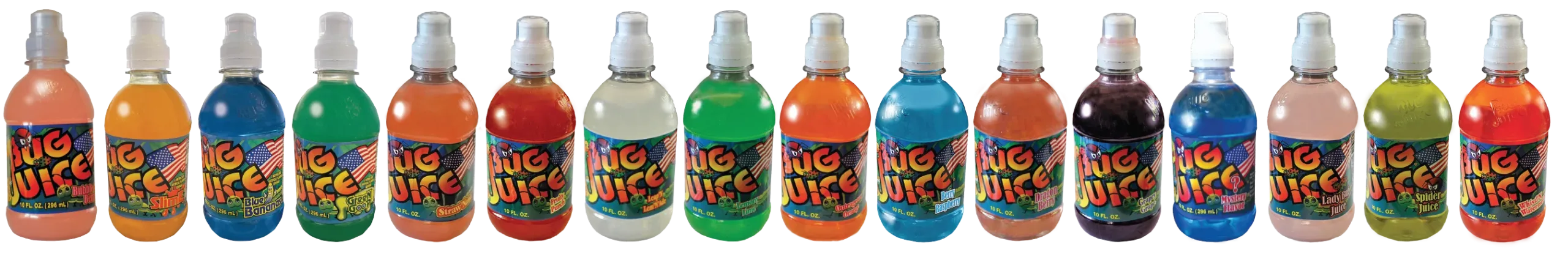 bug juice bottle lineup